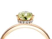 Hidden Halo Engagement Ring Setting for Fancy Yellow Pear-Shaped Center with Plain Band and Tall Prong Head in Rose Gold
