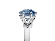 Solitaire Engagement Ring Setting for Fancy Blue Cushion Cut Center with Plain Band and Tulip Prong Head in White Gold