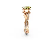 Solitaire Engagement Ring Setting for Fancy Yellow Oval Center with Pave and Plain Crossover Band and Prong Head in Rose Gold