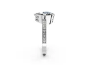 Halo Engagement Ring Setting for Fancy Blue Heart-Shaped Center with Milgrain Halo, Pave Band and Prong Head in Platinum