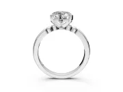 Solitaire Engagement Ring Setting for Heart-Shaped Center with Beaded Shoulders and Prong Head in White Gold