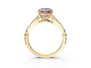 Solitaire Engagement Ring Setting for Fancy Pink Princess Cut Center with Pave Split Shank and Prong Head in Yellow Gold