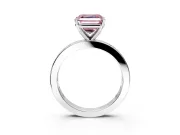 Solitaire Engagement Ring Setting for Fancy Pink Asscher Cut Center with Channel Baguette Band and Prong Head in Platinum