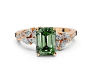 Solitaire Engagement Ring Setting for Fancy Green Emerald Cut Center with Marquise Accent Twist Band and Prong Head in Rose Gold