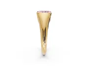 Tension Engagement Ring Setting for Fancy Pink Radiant Cut Center with Wide Tapered Band and Tension Head in Yellow Gold