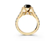 Solitaire Engagement Ring Setting for Fancy Black Oval Center with Pave Cathedral Shoulders and Prong Head in Yellow Gold
