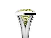 Solitaire Engagement Ring Setting for Fancy Yellow Princess Cut Center with V Split Shank and Bezel Head in Platinum