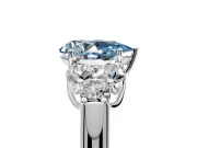 Cluster Engagement Ring Setting for Fancy Blue Pear-Shaped Center with Round Cut Accent Frame and Prong Head in Sterling Silver