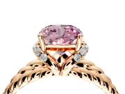 Halo Engagement Ring Setting for Fancy Pink Cushion Cut Center with Rope Twist Split Shank and Prong Head in Rose Gold