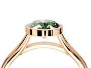 Solitaire Engagement Ring Setting for Fancy Green Oval Center with V Split Shank and Bezel Head in Rose Gold