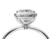 Solitaire Engagement Ring Setting for Princess Cut Center with Straight Thin Band and Prong Head in White Gold