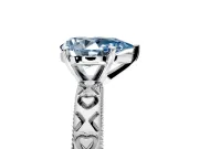 Solitaire Engagement Ring Setting for Fancy Blue Pear-Shaped Center with XO Engraved Band and Prong Head in Platinum
