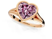 Solitaire Engagement Ring Setting for Fancy Pink Heart-Shaped Center with V Split Shank and Bezel Head in Rose Gold
