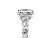 Bar-Set Engagement Ring Setting for Princess Cut Center with Tapered Baguette Accents and Prong Head in Platinum