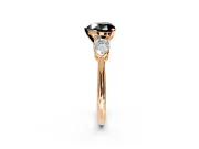 3 Stone Engagement Ring Setting for Fancy Black Heart-Shaped Center with Large Pear-Shaped Accents and Prong Head in Rose Gold