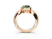 Halo Engagement Ring Setting for Fancy Green Heart-Shaped Center with Tapered Plain Band and Prong Head in Rose Gold