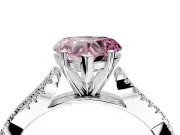 Solitaire Engagement Ring Setting for Fancy Pink Heart-Shaped Center with Twisted Pave Split Shank and Prong Head in White Gold