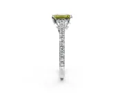 Solitaire Engagement Ring Setting for Fancy Yellow Emerald Cut Center with Widening Pave Band and Claw Prong Head in Platinum