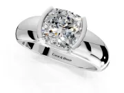 Tension Engagement Ring Setting for Cushion Cut Center with Wide Flat Band and Tension Head in Sterling Silver