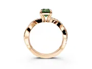 Solitaire Engagement Ring Setting for Fancy Green Emerald Cut Center with Half-Pave Crossover Band and Prong Head in Rose Gold