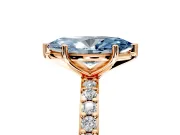 Solitaire Engagement Ring Setting for Fancy Blue Marquise Center with Round Cut Pave Band and Prong Head in Rose Gold