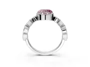 Milgrain Bezel Engagement Ring Setting for Fancy Pink Heart-Shaped Center with Marquise Stations and Bezel Head in White Gold
