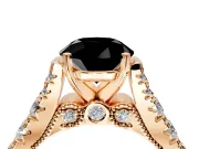 Solitaire Engagement Ring Setting for Fancy Black Round Cut Center with Pave Cathedral Shoulders and Prong Head in Rose Gold