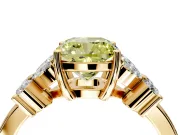 Floral Engagement Ring Setting for Fancy Yellow Cushion Cut Center with Marquise Cluster Shoulders and Prong Head in Yellow Gold