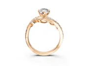 Solitaire Engagement Ring Setting for Marquise Center with Pave Bypass Twist Band and Prong Head in Rose Gold