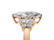 Solitaire Engagement Ring Setting for Marquise Center with Marquise Flower Shoulders and Prong Head in Rose Gold
