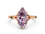 Solitaire Engagement Ring Setting for Fancy Pink Marquise Center with Plain Split Shank and Prong Head in Rose Gold