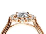 Milgrain Halo Engagement Ring Setting for Oval Center with Bezel Point Accents and Prong Head in Rose Gold