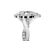 Halo Engagement Ring Setting for Pear-Shaped Center with Pave and Plain Twist Band and Prong Head in Platinum