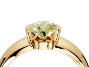 Tension Engagement Ring Setting for Fancy Yellow Pear-Shaped Center with Wide Flat Band and Tension Head in Yellow Gold