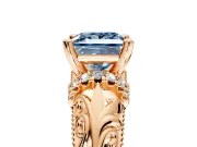 Solitaire Engagement Ring Setting for Fancy Blue Princess Cut Center with Filigree Accent Basket and Prong Head in Rose Gold