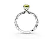 Solitaire Engagement Ring Setting for Fancy Yellow Emerald Cut Center with Marquise Panel Band and Prong Head in Sterling Silver