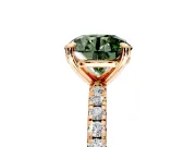 Solitaire Engagement Ring Setting for Fancy Green Round Cut Center with Fine Pave Narrow Band and Prong Head in Rose Gold