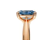 Solitaire Engagement Ring Setting for Fancy Blue Emerald Cut Center with Reverse Tapered Band and Prong Head in Rose Gold