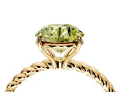 Solitaire Engagement Ring Setting for Fancy Yellow Round Cut Center with Plain Twisted Rope Band and Prong Head in Yellow Gold
