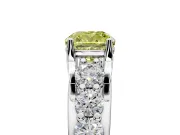 Solitaire Engagement Ring Setting for Fancy Yellow Cushion Cut Center with Graduated Shared Prongs and Prong Head in White Gold