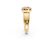 Solitaire Engagement Ring Setting for Fancy Pink Cushion Cut Center with Wide Band and Bezel Head in Yellow Gold