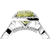 Halo Engagement Ring Setting for Fancy Yellow Princess Cut Center with Twist Band and Prong Head in White Gold