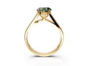 Solitaire Engagement Ring Setting for Fancy Green Heart-Shaped Center with Cathedral Channel Band and Prong Head in Yellow Gold