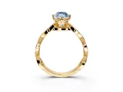 Solitaire Engagement Ring Setting for Fancy Blue Marquise Center with Accented Twist Band and Leaf Prong Head in Yellow Gold