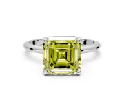 Minimalist Solitaire Engagement Ring Setting for Fancy Yellow Asscher Cut Center with Thin Band and Prong Head in Sterling Silver
