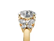 Solitaire Engagement Ring Setting for Round Cut Center with Marquise Flower Shoulders and Prong Head in Yellow Gold