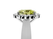 Halo Engagement Ring Setting for Fancy Yellow Oval Center with Square Band and Prong Head in Sterling Silver