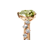 Cluster Engagement Ring Setting for Fancy Yellow Heart-Shaped Center with Round Cut Accent Band and Prong Head in Rose Gold