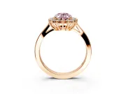 Starburst Halo Engagement Ring Setting for Fancy Pink Oval Center with Flat Cathedral Band and Prong Head in Rose Gold