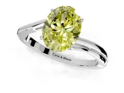 Solitaire Engagement Ring Setting for Fancy Yellow Oval Center with Plain Bypass Twist Band and Prong Head in Sterling Silver